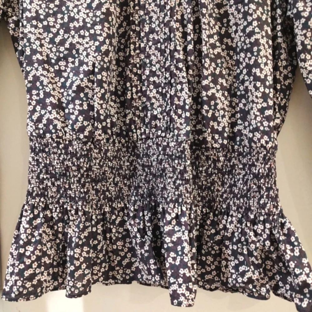 J. Crew Liberty Fabric Misti Valeria Floral Top Purple White Black Smock…
